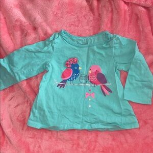 First Impressions Teal and Pink Bird Long Sleeve Tee